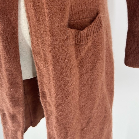 Halogen Cashmere Blend Open Front Cardigan Long Line Burnt Orange Sweater - Picture 5 of 6